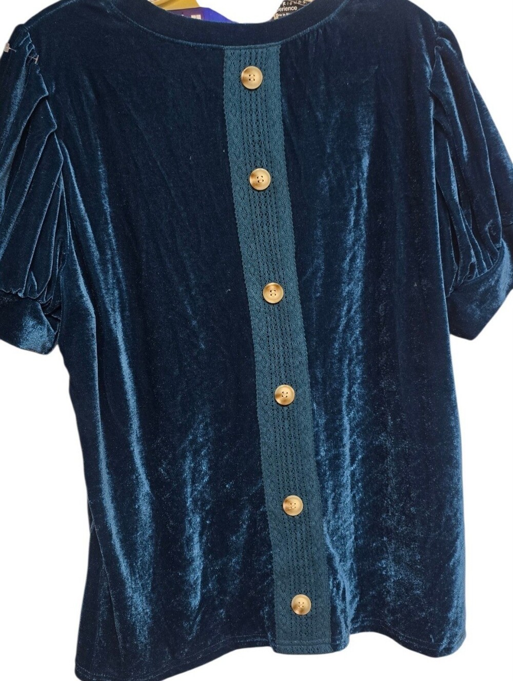 Amaryllis Velvet Puff-Sleeve Top Size XL - Picture 2 of 4